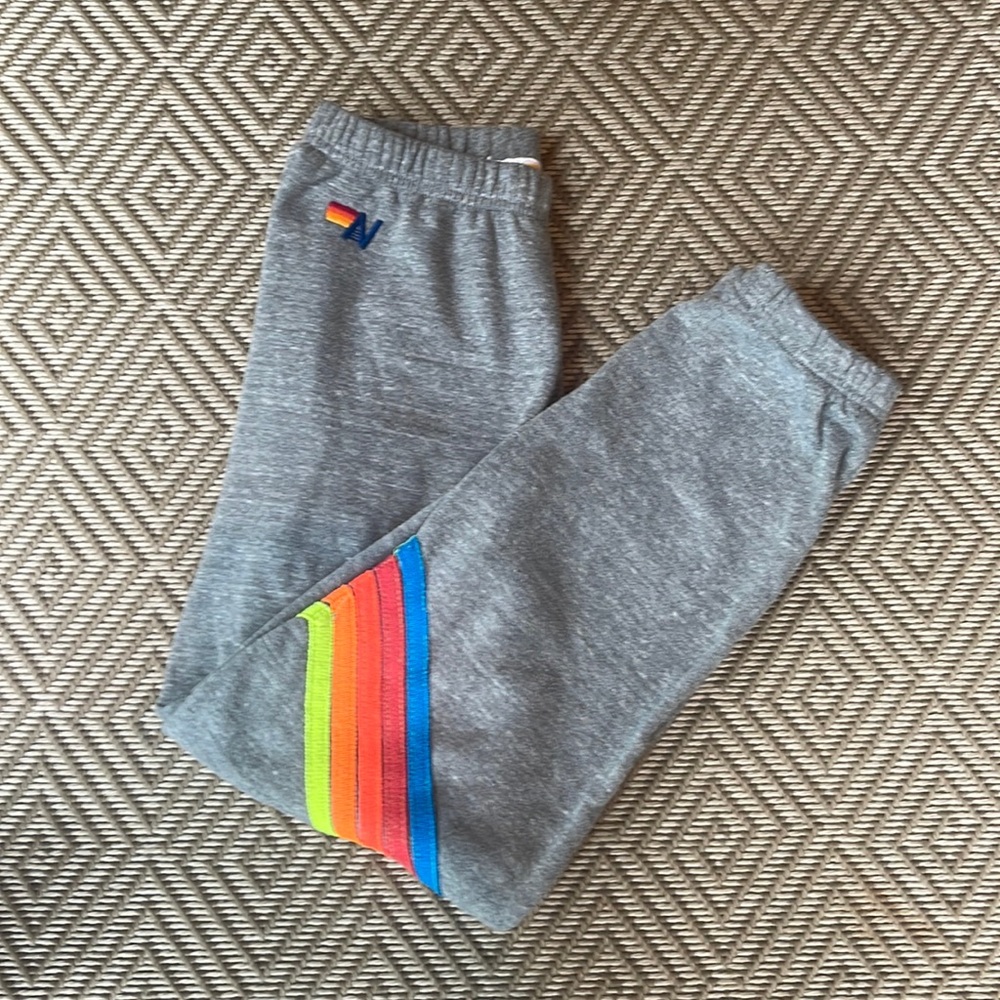 Aviator nation grey chevron 5 stripe sweatpants